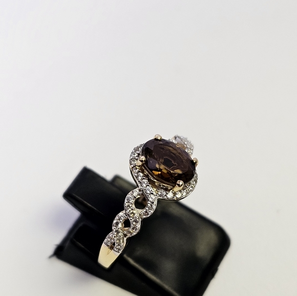 Genuine Tanzanian Golden Tourmaline & White Zircon 18k/925 ✨️Size 7 - Picture 12 of 13